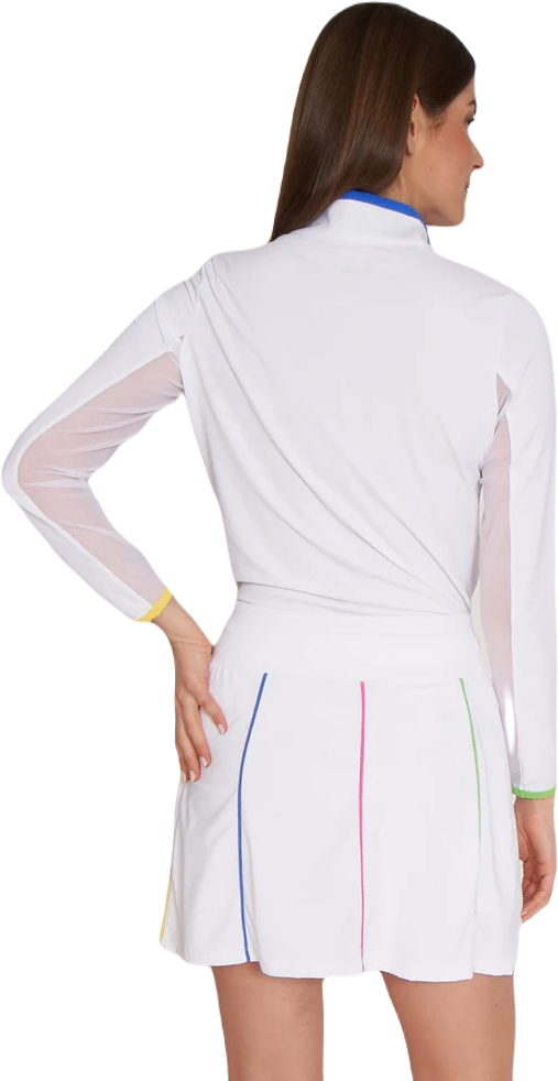 Gottex 16" Pull On Knit Multi Colored Piping Skort- White