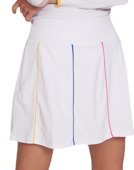 Gottex 16" Pull On Knit Multi Colored Piping Skort- White