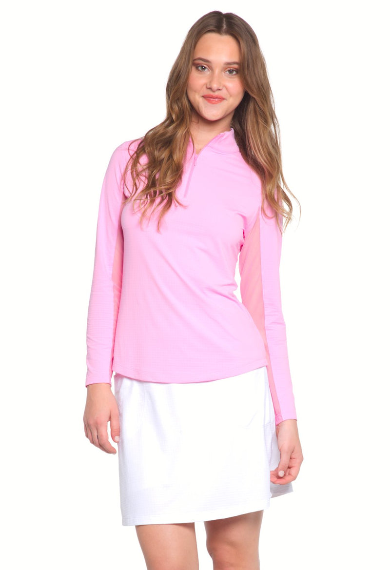 IBKUL Women's Long Sleeved Solid Mock Neck Golf Sun Protection Shirt- 15 Colors!