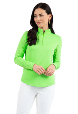 IBKUL Women's Long Sleeved Solid Mock Neck Golf Sun Protection Shirt- 18 Colors!