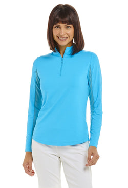 IBKUL Women's Long Sleeved Solid Mock Neck Golf Sun Protection Shirt- 18 Colors!