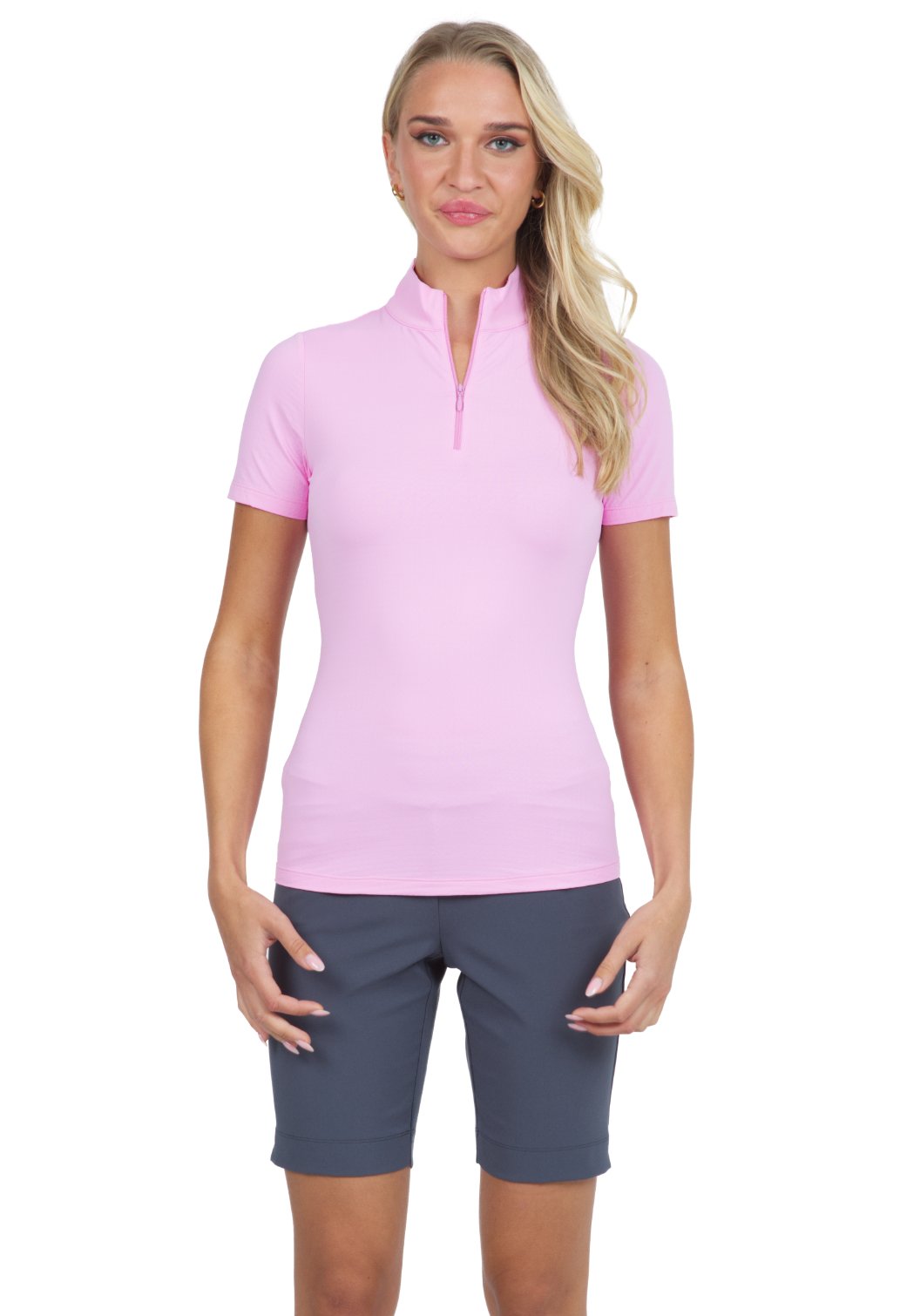 IBKUL UPF 50+ Icefil Cooling Mock Neck Shirt - Sun Protective Athleisure Wear With Chantal Print