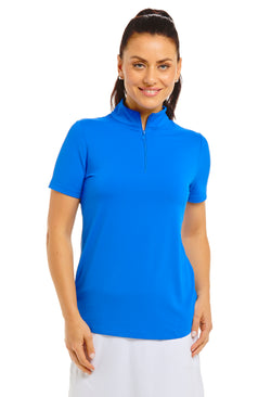 IBKUL Women's Short Sleeve Solid Golf Sun Protection Shirt - Assorted Colors BASIC