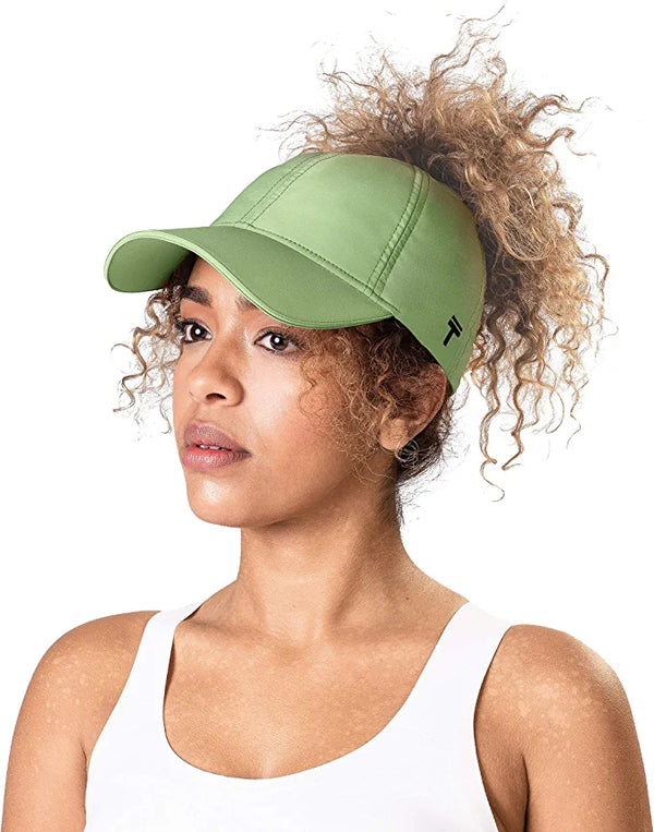 Top Knot Performance Magnetic Back Closure Hat for Ponytail and Buns- Green, Pink, Blue, and White