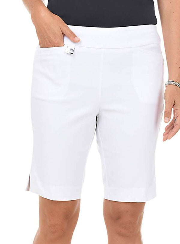 Lulu-B Women's Bermuda Shorts Pull-On Style-White, Black, Stone, Navy, Blue and Red