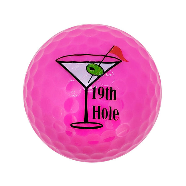 Navika Assorted 19th Hole Printed Pink Golf Balls-3 pack