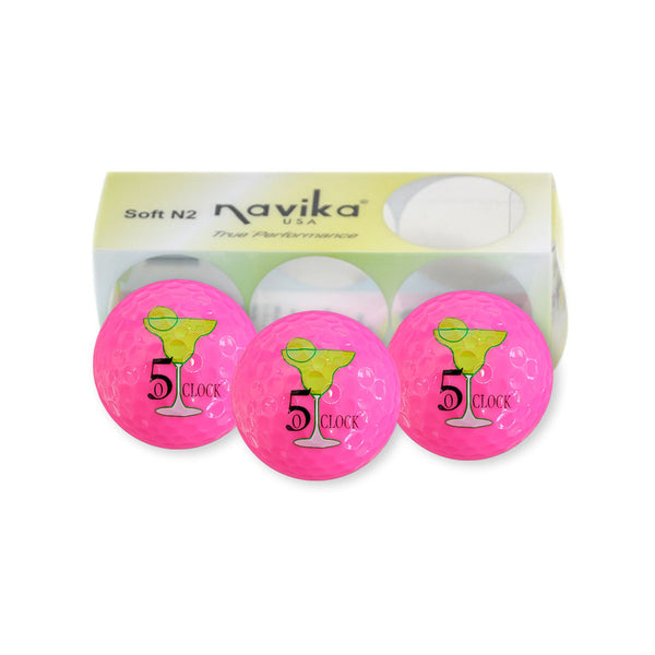 Navika Assorted Five O'Clock Printed Pink Golf Balls-3 pack