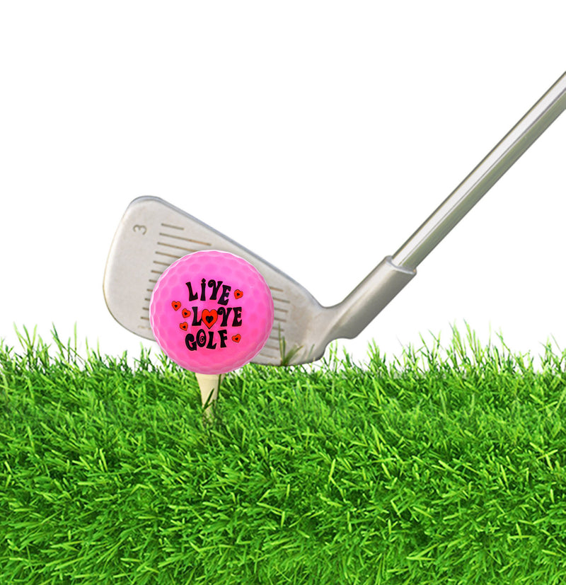 Navika Assorted Live Love Golf Printed Pink Golf Balls-3 pack