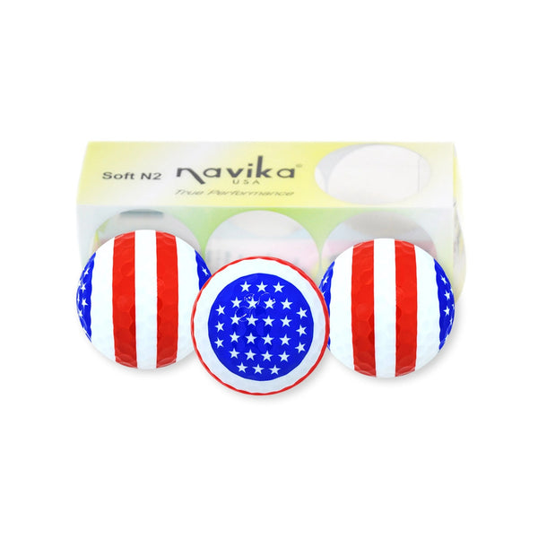 Navika Assorted American Flag Printed Golf Balls-3 pack