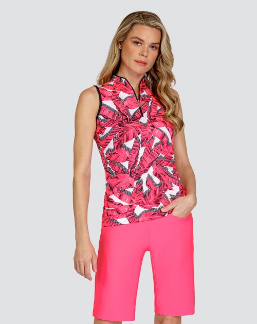 Tail Activewear Pink Rendezvous Leaf Print Sleeveless Shirt