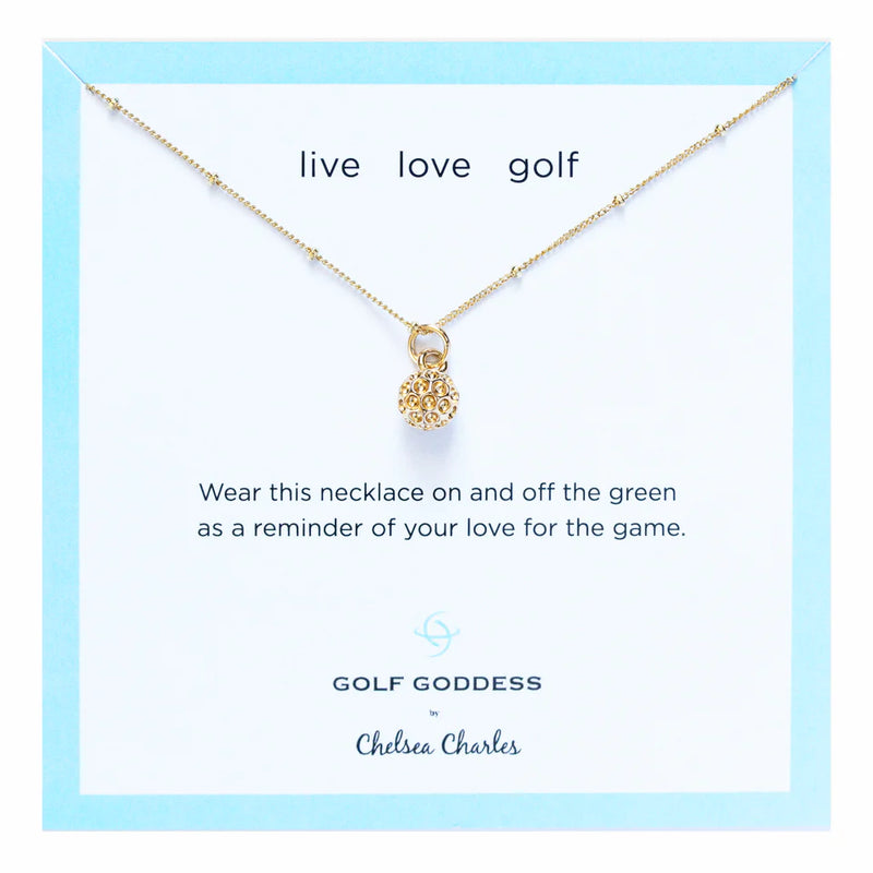 Chelsea Charles Golf Goddess Gold Golf Ball Charm Necklace