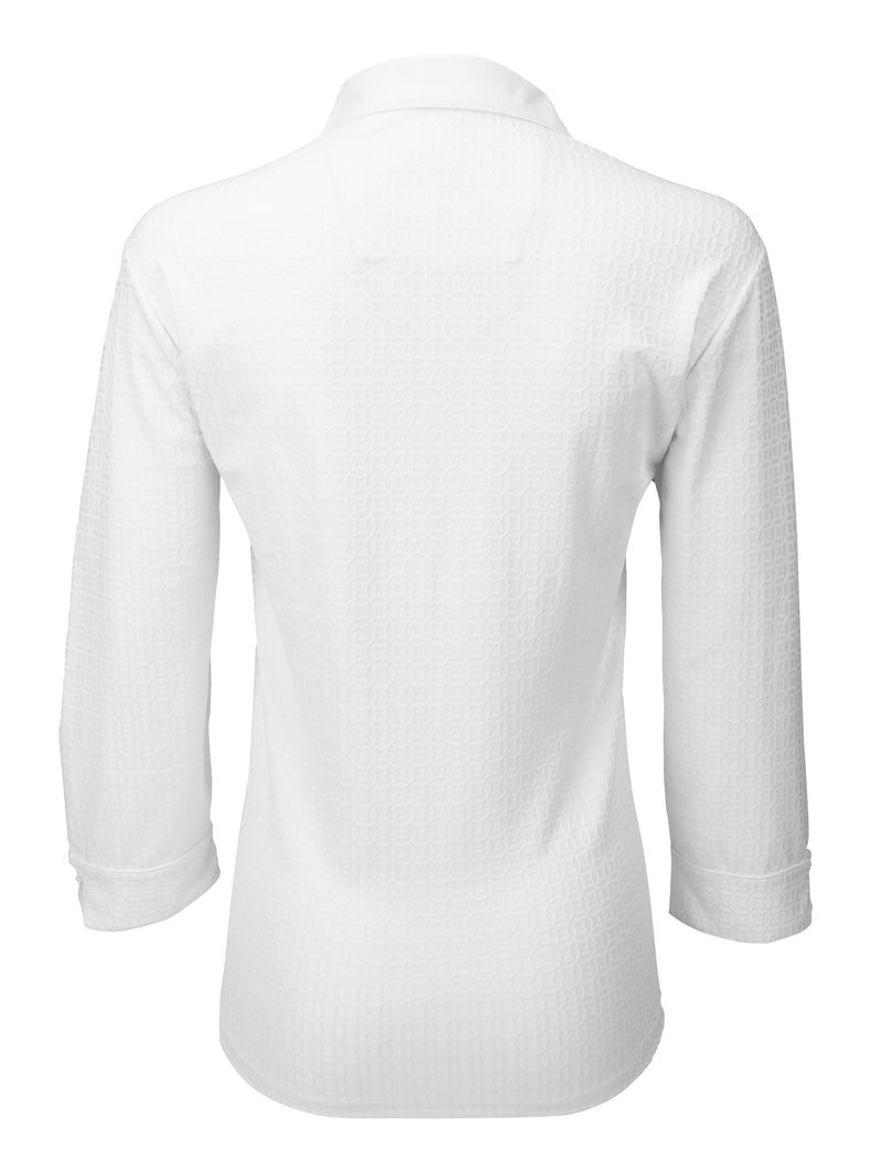 Nancy Lopez Plus Journey 3/4 Sleeve Textured Solid Short Sleeved Shirt-White or Red