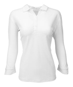Nancy Lopez Plus Journey 3/4 Sleeve Textured Solid Short Sleeved Shirt-White or Red
