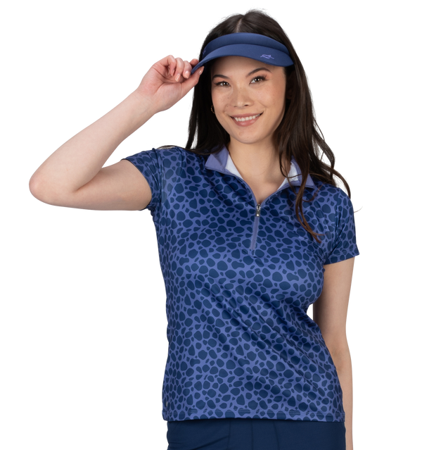 Nancy Lopez Plus Lux Short Sleeved Shirt-Blue Print