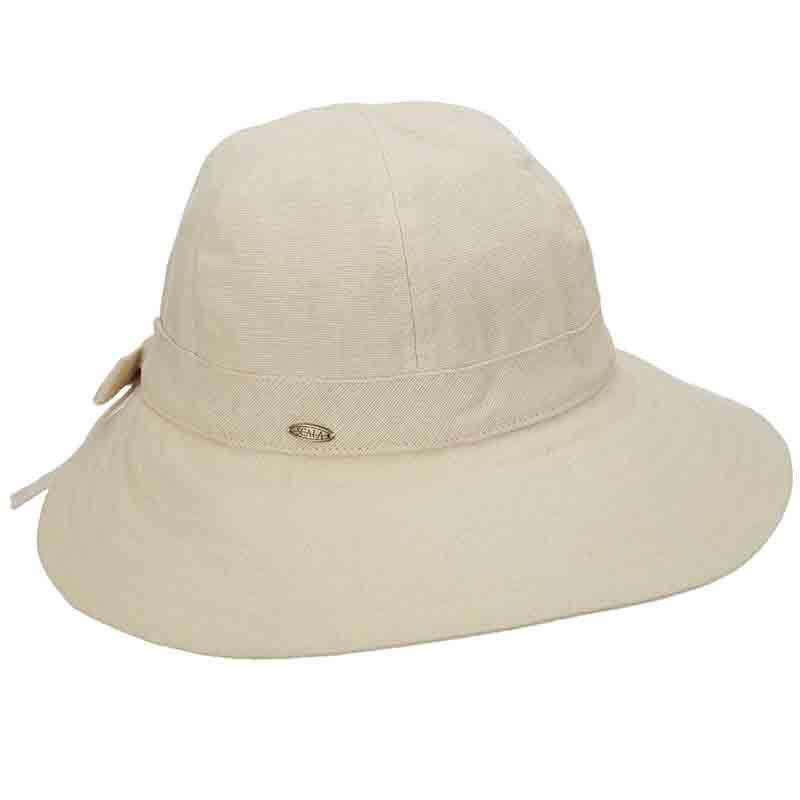 Dorfman Cotton Face Saver Cap with Bow-White, Black, Natural