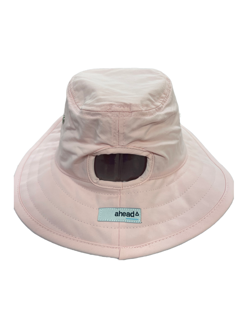 Ahead  Polyester Bucket Hat with Pony Opening-White, Pink,  or Gray