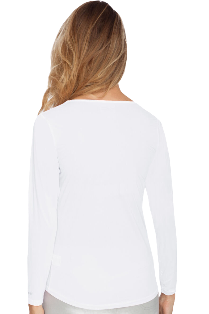 Jamie Sadock Sunsense Basic Women's Sun Protection Long Sleeved V-Neck Shirt-White, Black, Tan, Navy Blue