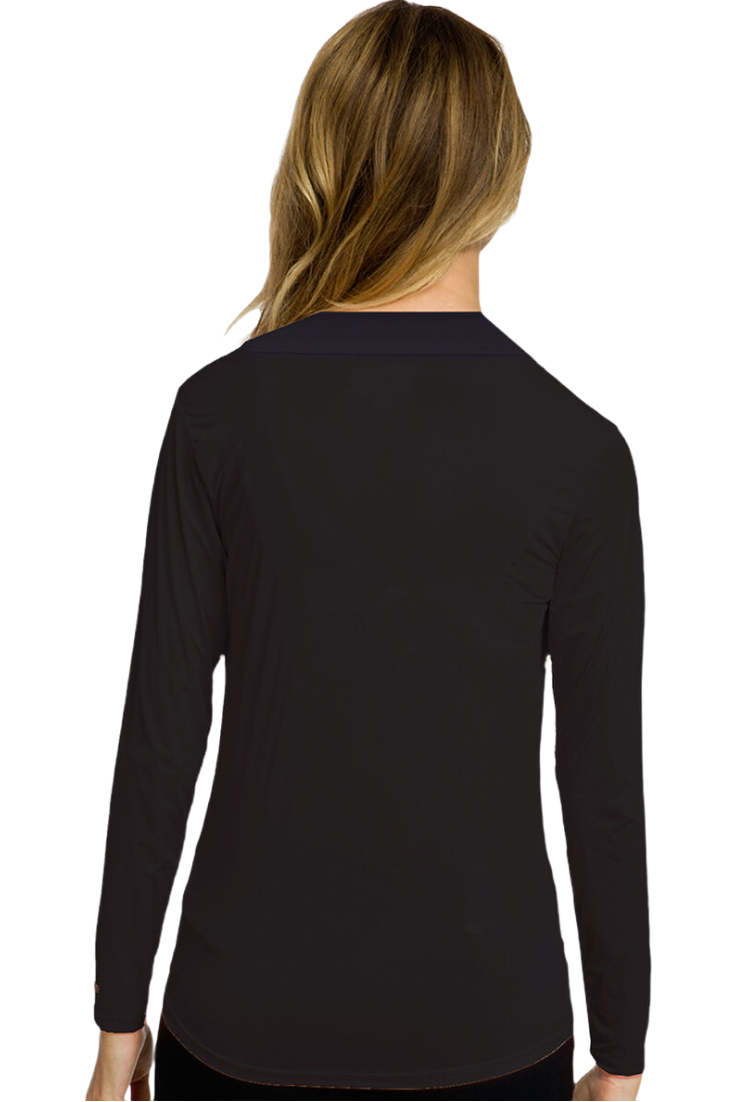 Jamie Sadock Sunsense Basic Women's UV-Sun Protection Long Sleeve Mock Neck Sun Shirt-Black, White, Navy Blue