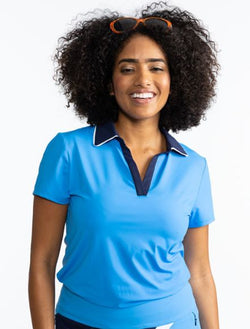 Kinona Classic French Blue Short Sleeved Trim Shirt-Blue/Navy