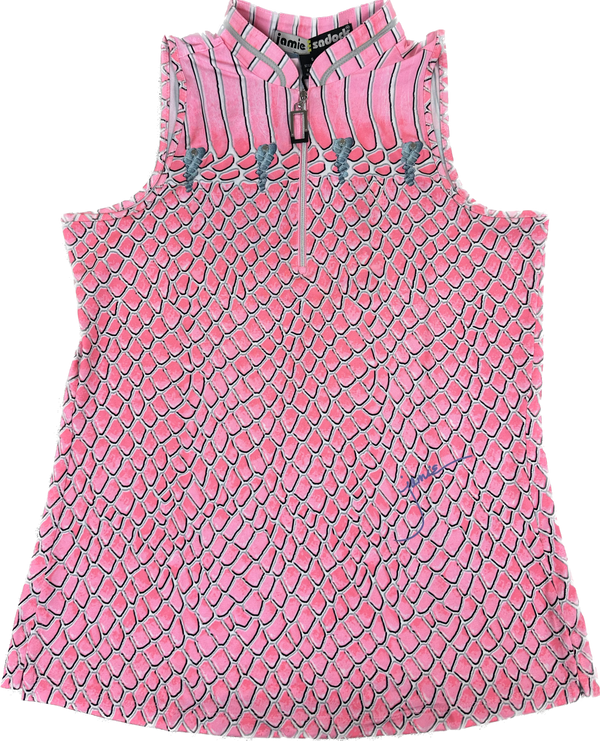 Jamie Sadock Arabesque Collection: Serpent Print Sleeveless Shirt-Pink and White