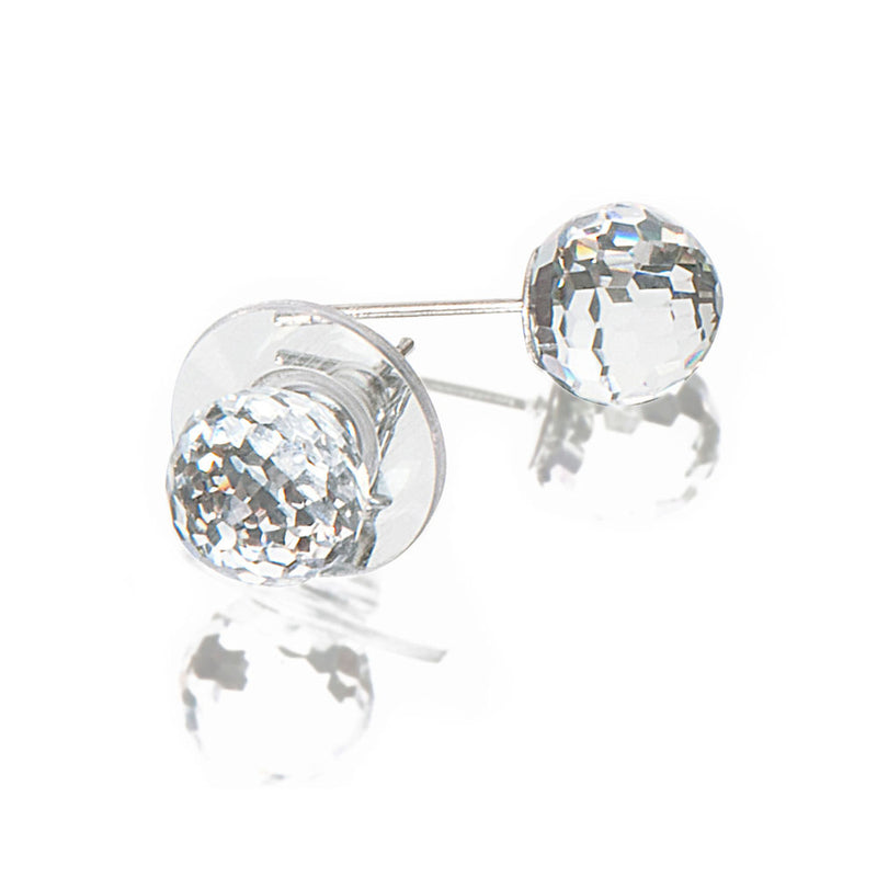 Navika Faceted Clear Golf Ball Stud Earrings-Crystals from Swarovski®