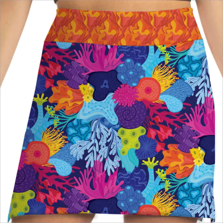 Skort Obsession 18" Two Pattern Skort-Colorful Corals Print