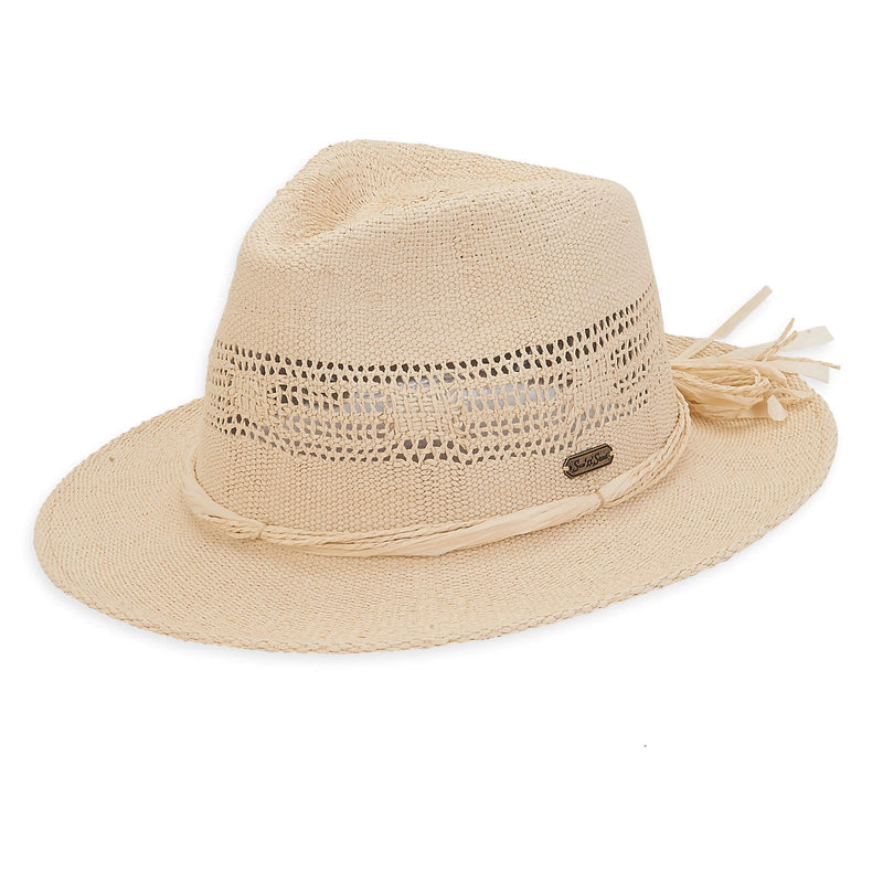 Sun N Sand Unisex 2.5" Adjustable Fedora Straw Hat-Natural or Black