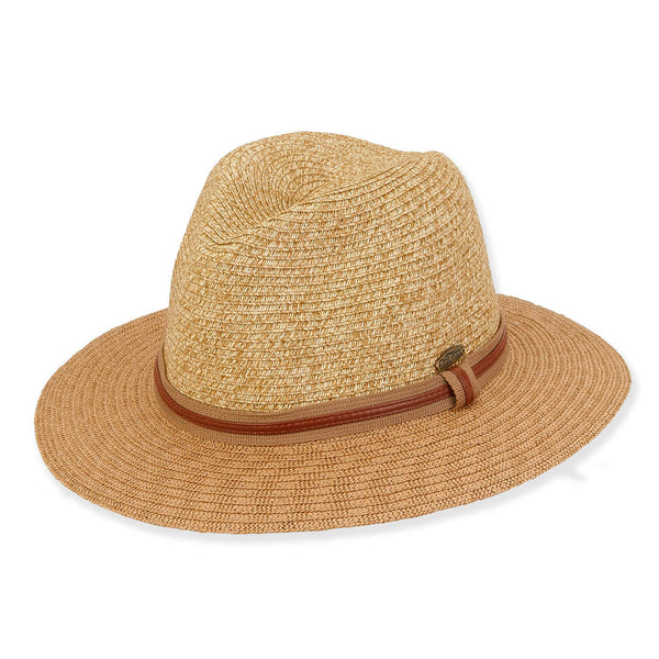 Sun N Sand Tidal Tom Unisex 2.5" Two Tone Safari Straw Hat-Navy or Natural