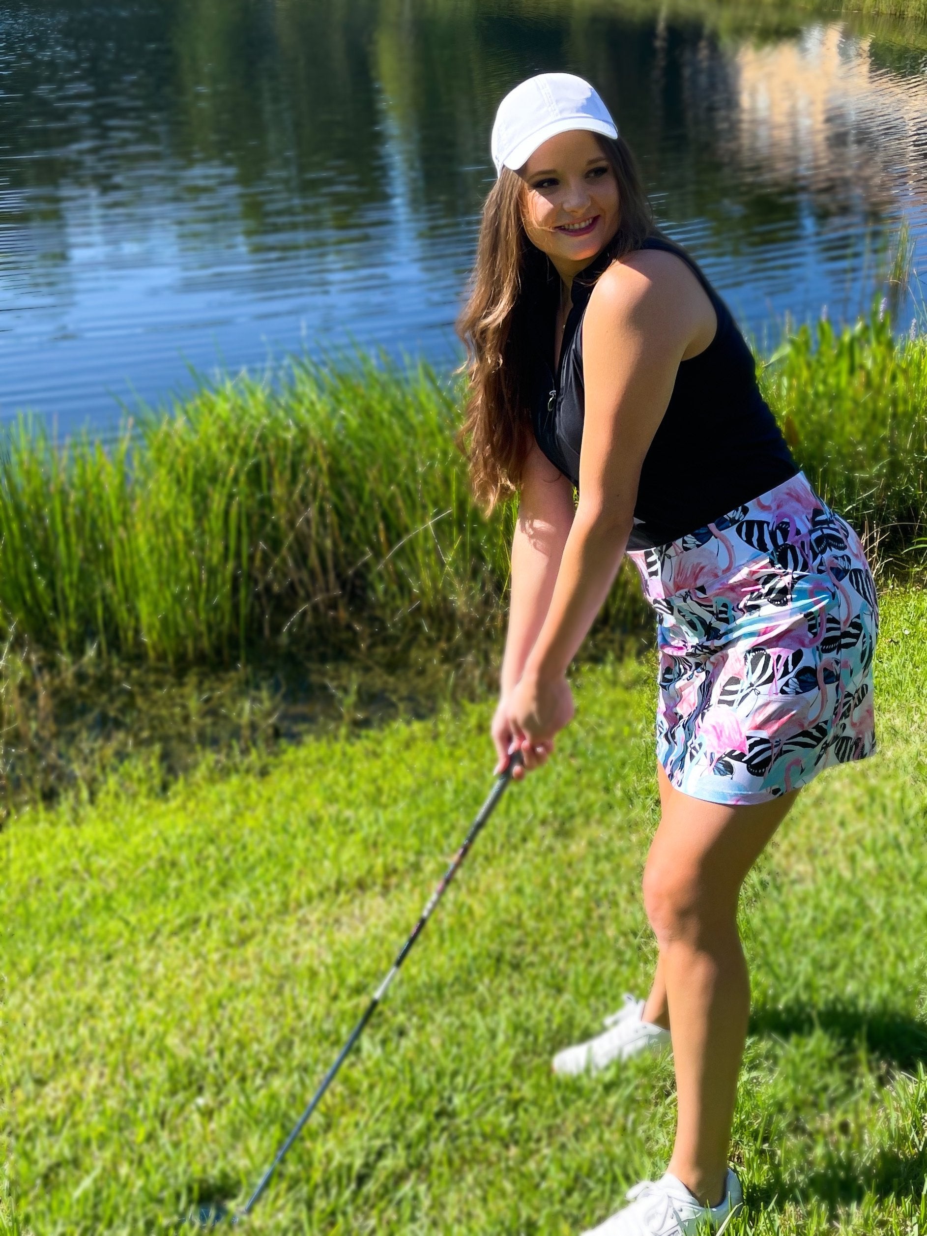 Bskinz Women's Knit Printed Stretch 20" Pull-On Skort- Amelia