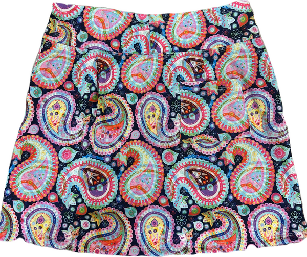 Bskinz Women's Knit Printed Stretch 18" Pull-On Skort- Peppermint Paisley
