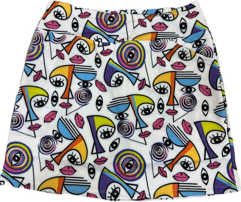 Bskinz Women's Knit Printed Stretch 18" Pull-On Skort-Two Faced