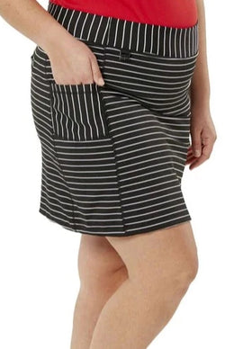 NANCY LOPEZ CLUB Knit Pull On SKORT -Black/White Stripe