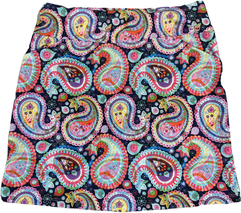 Bskinz Women's Knit Printed Stretch 18" Pull-On Skort- Peppermint Paisley
