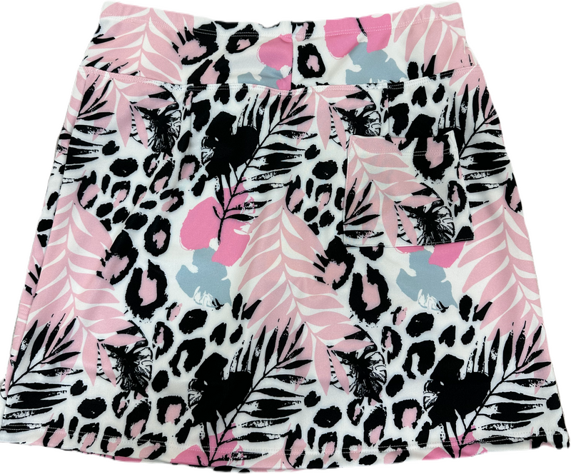Bskinz Women's Knit Printed Stretch 18" Pull-On Skort-Pink Panther