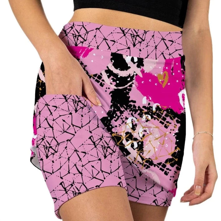 Skort Obsession 18" Two Pattern Skort-Love Is All You Need Print